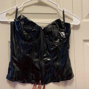 PRETTY LITTLE THING “Wet” Leather Bustier Top